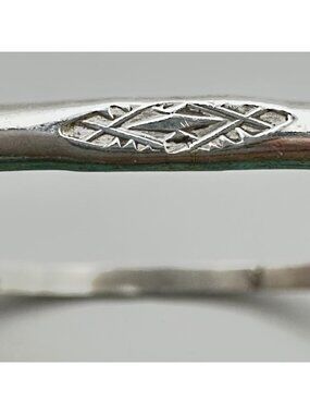 Native American Hand Stamped Thin Bangle Bracelet Signed DP Bear Sterling Silver